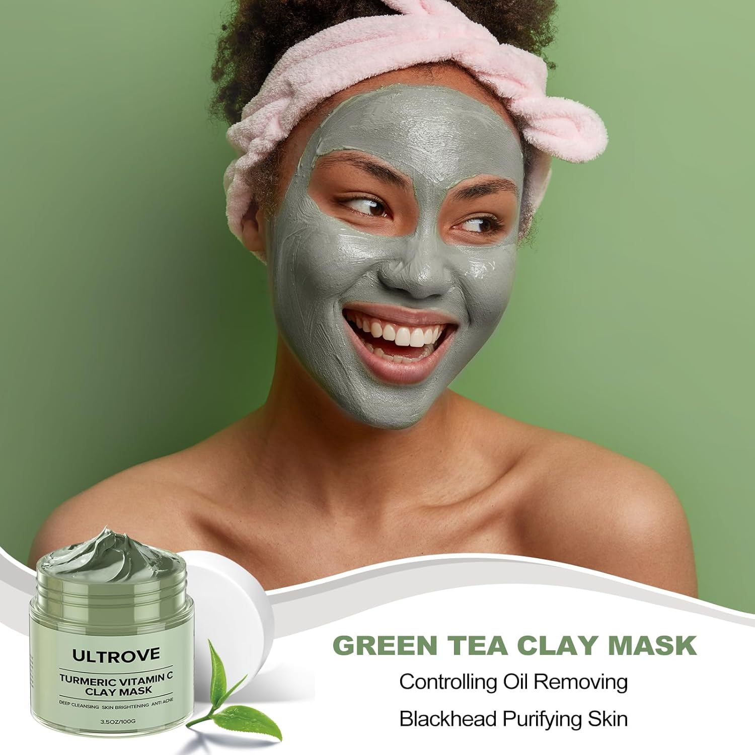 3 Pcs Clay Mask Set, Green Tea, Turmeric Vitamin C, Himalayan Clay Mask, Facial Skin Care Mask for Deep Cleansing, Soothing & Refining Pores(3.5oz each) - Image 5