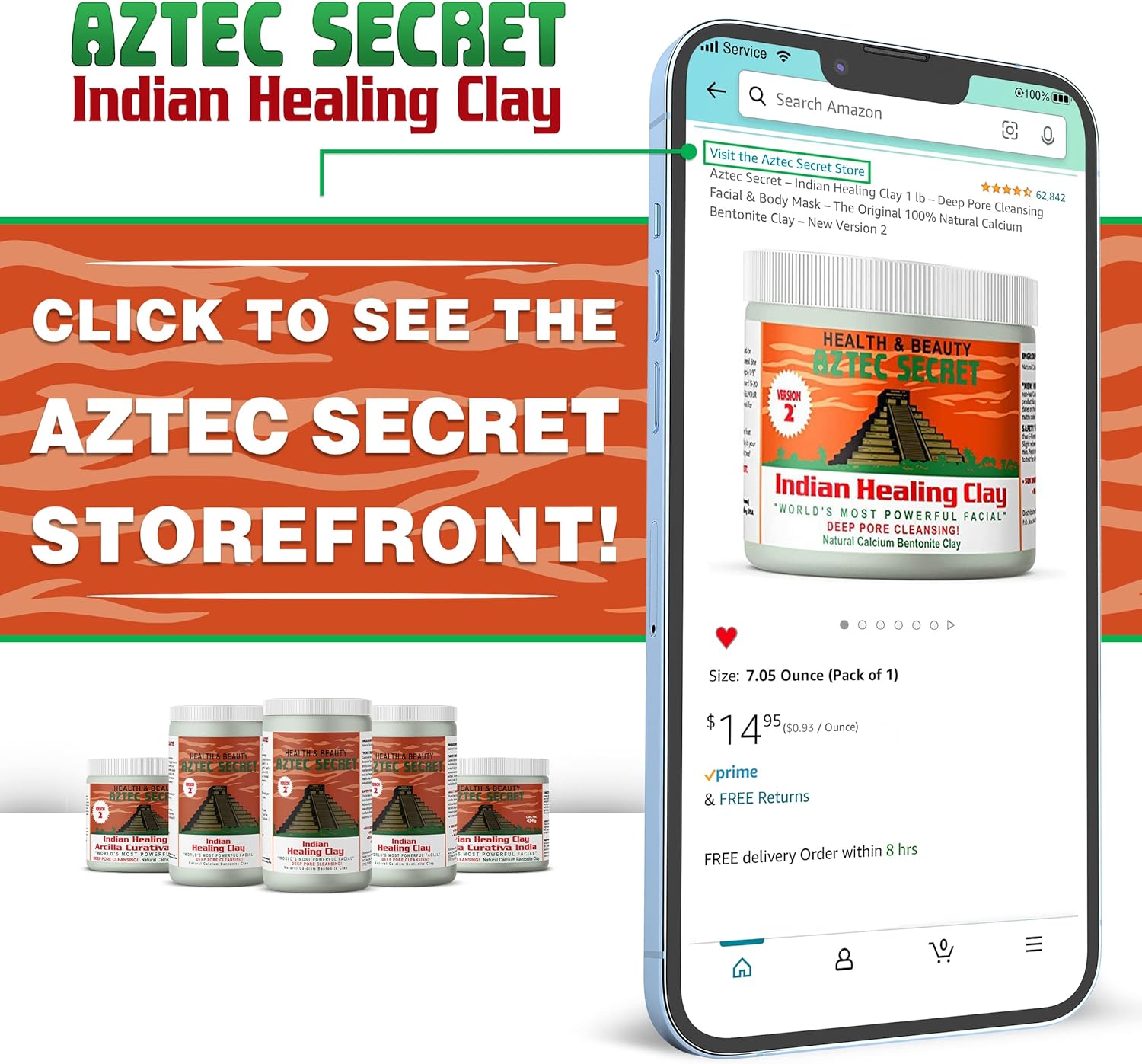 Aztec Secret – Indian Healing Clay 1 lb – Deep Pore Cleansing Facial & Body Mask – The Original 100% Natural Calcium Bentonite Clay – New Version 2 - Image 4