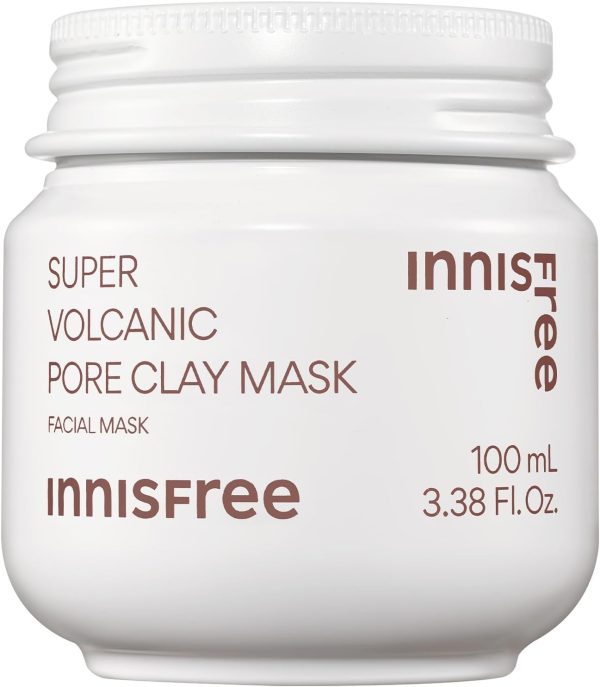 innisfree Super Volcanic Pore Clay Mask, Korean Pore Clearing Clay Mask with Volcanic Clusters and AHA
